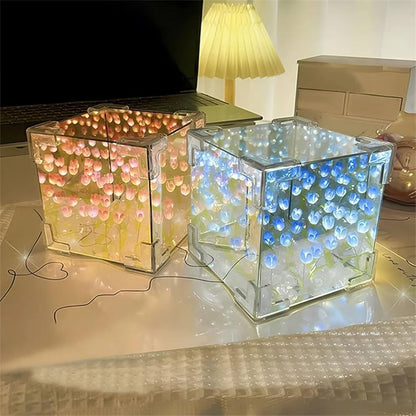 Mirror Cube Tulip Lamp