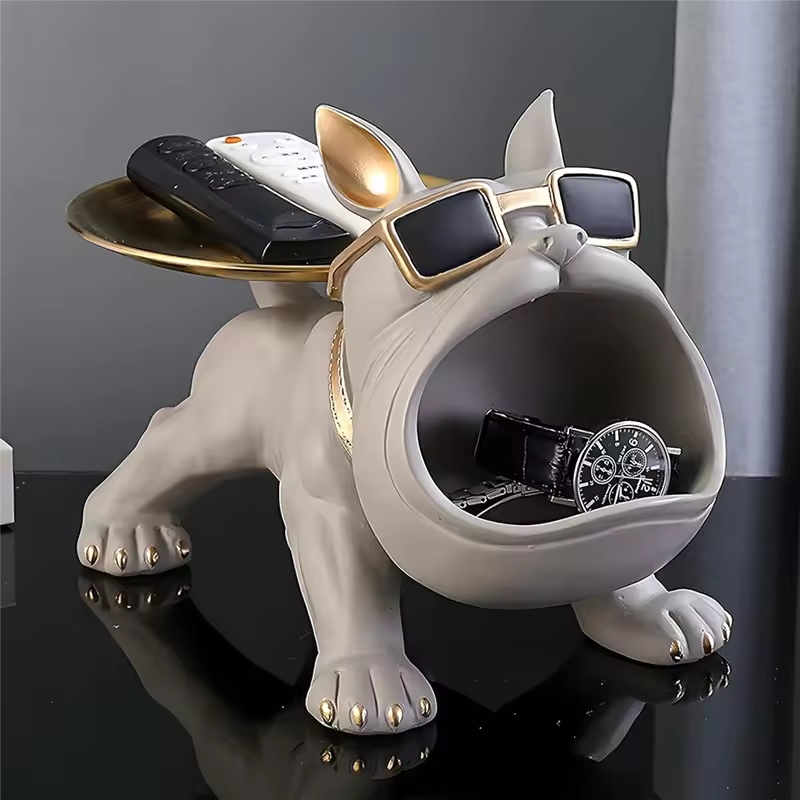 Resin Bulldog Storage Statue